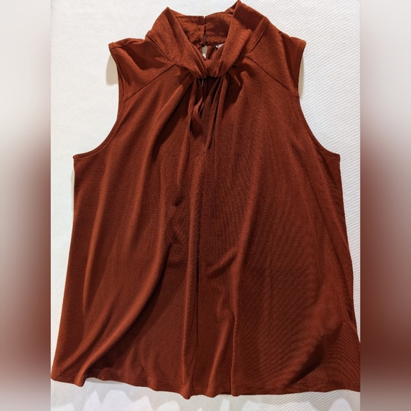 H & M Size S Rust Brown Twist-Neck Sleeveless Blouse - Picture 3 of 10